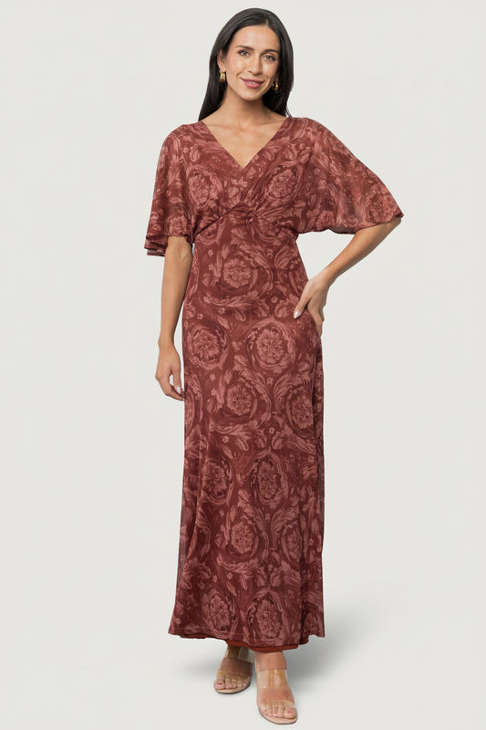 Sevilla Mesh Maxi Dress | Marsala