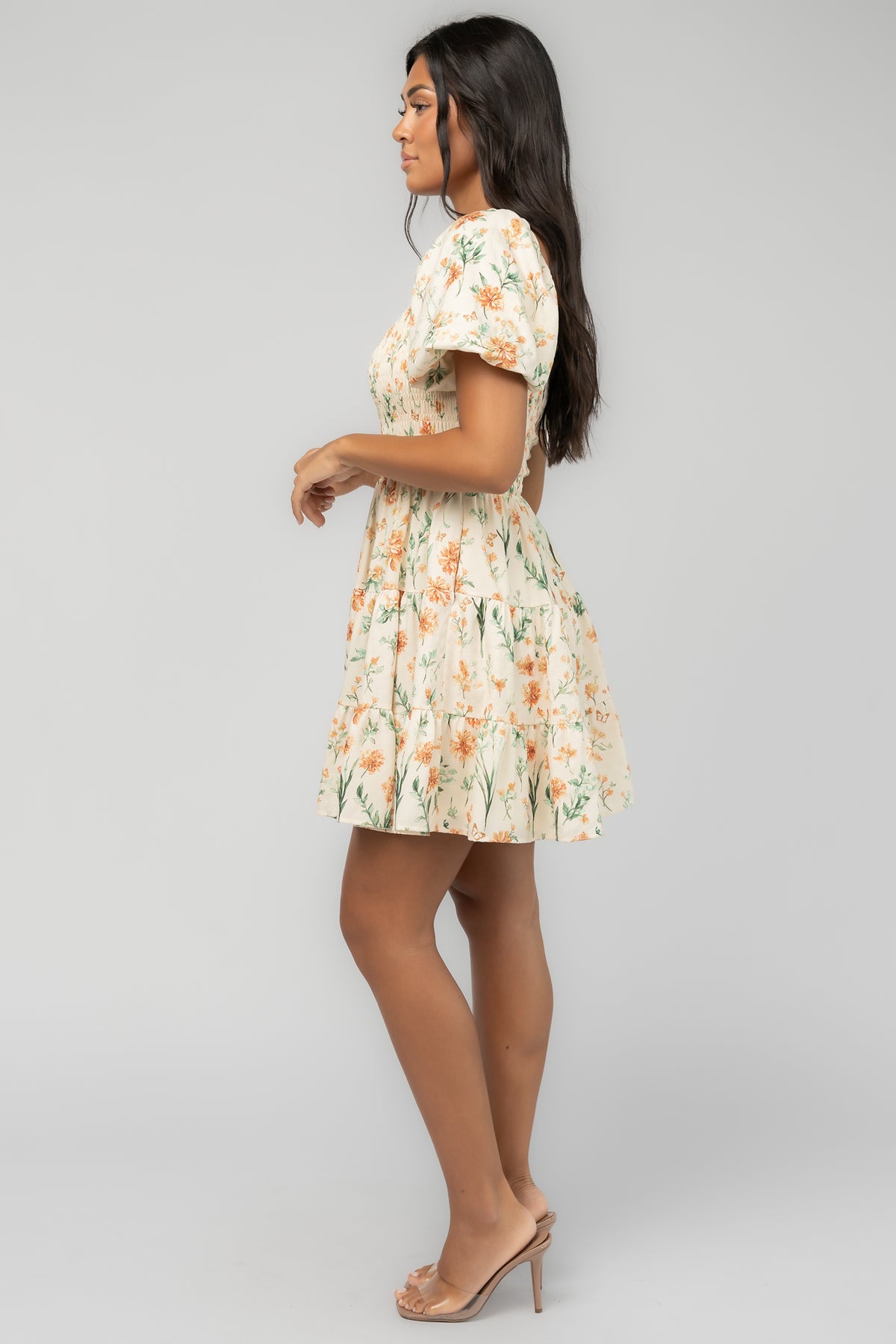Daze Smocked Dress | Pale Yellow Floral