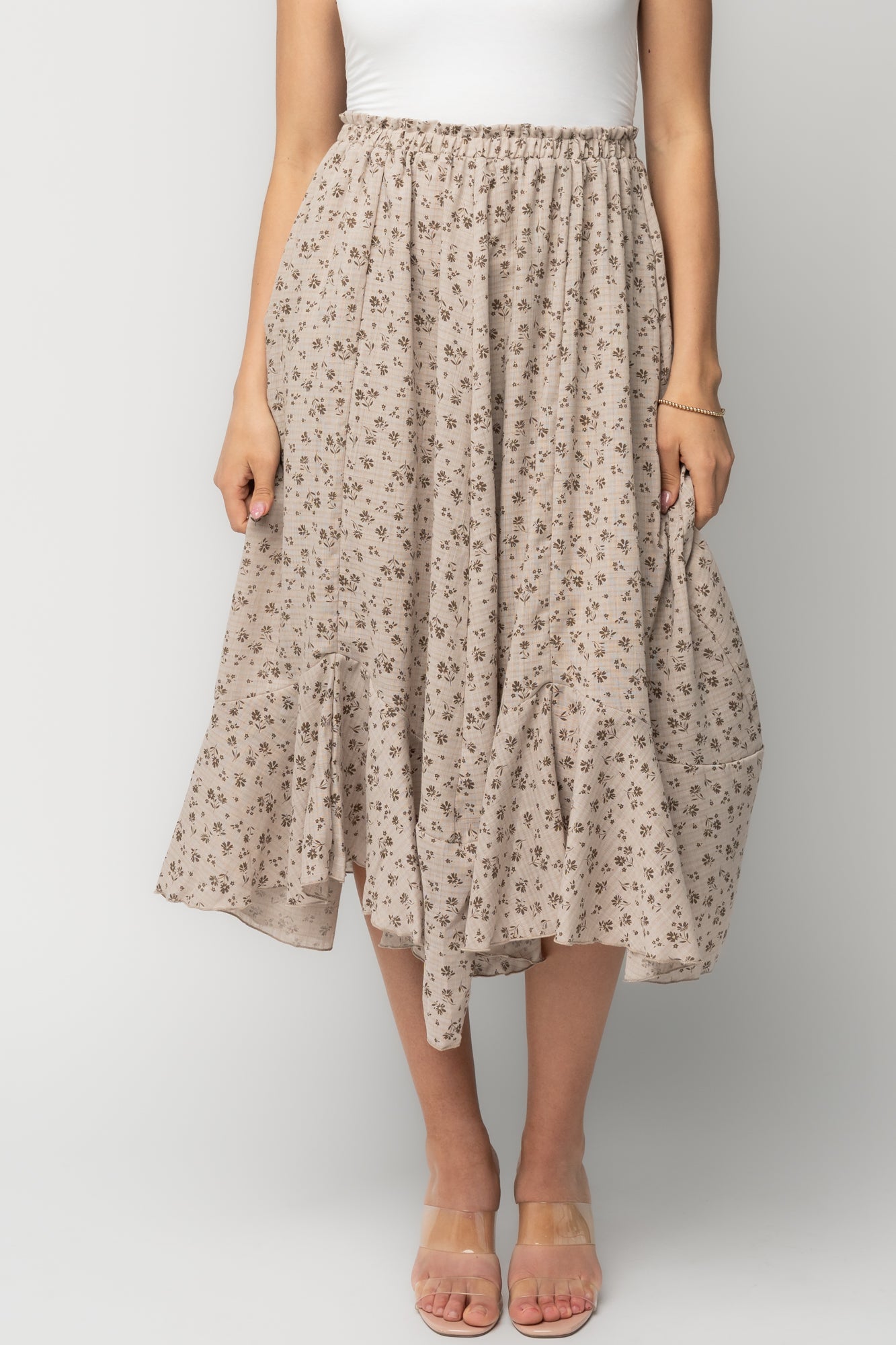 Wrenley Midi Skirt | Warm Taupe Floral