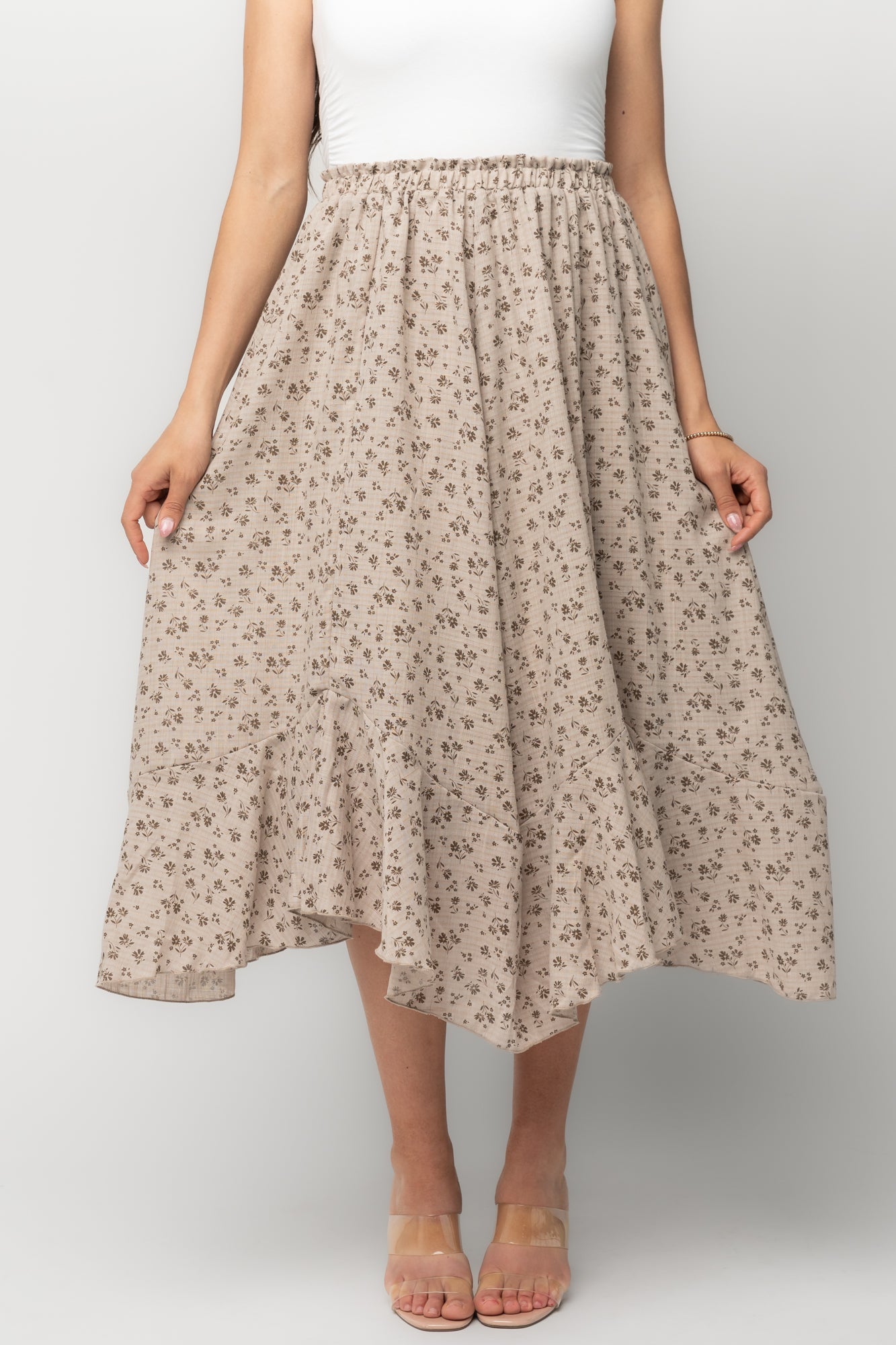 Wrenley Midi Skirt | Warm Taupe Floral