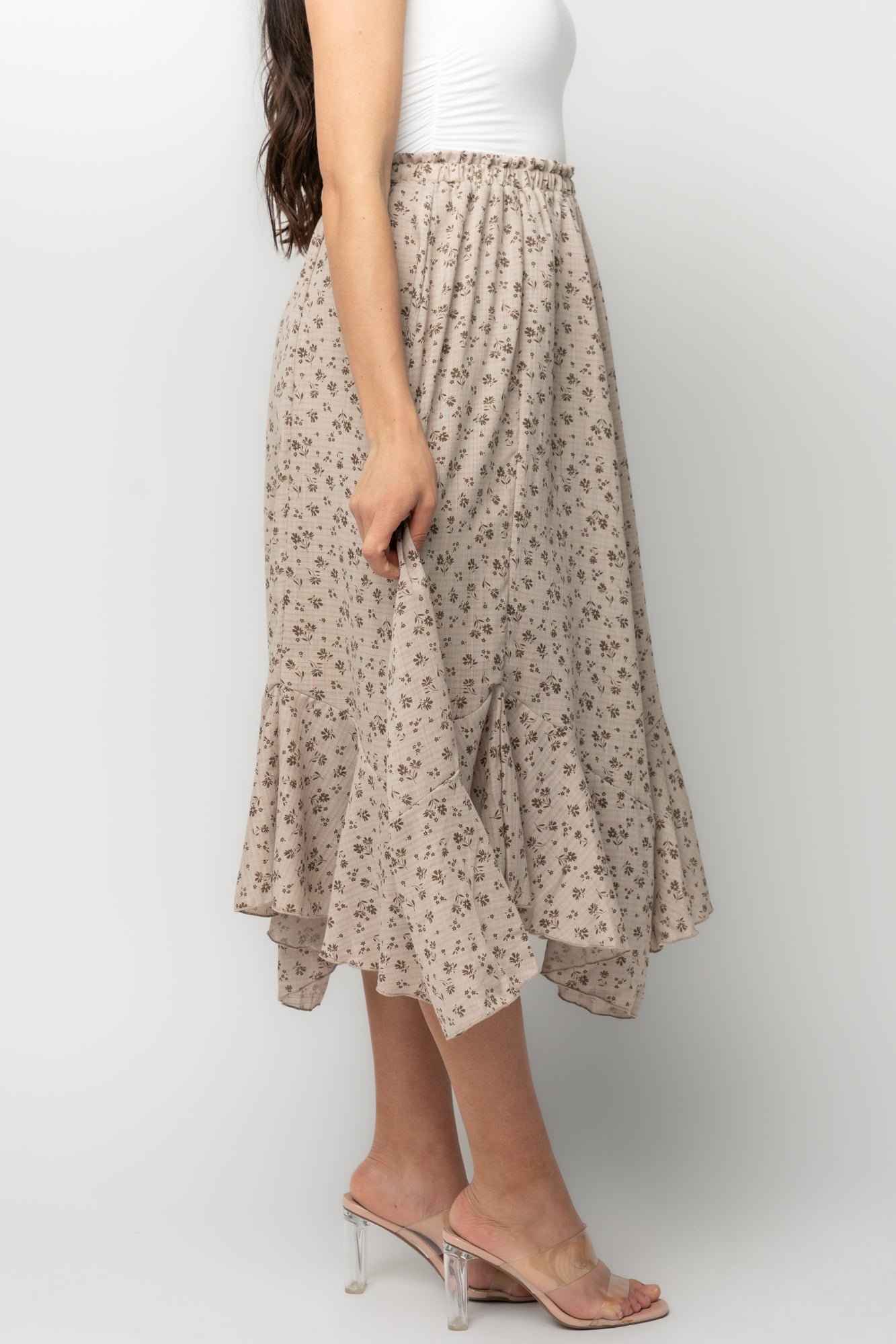 Wrenley Midi Skirt | Warm Taupe Floral