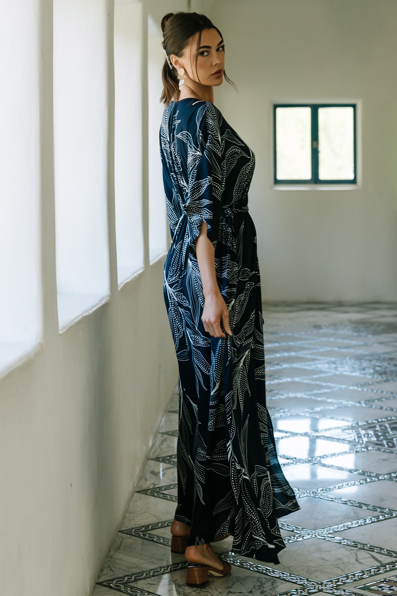 kalea maxi dress Baltic Born Womens Kalea Maxi Dress | Blue + White