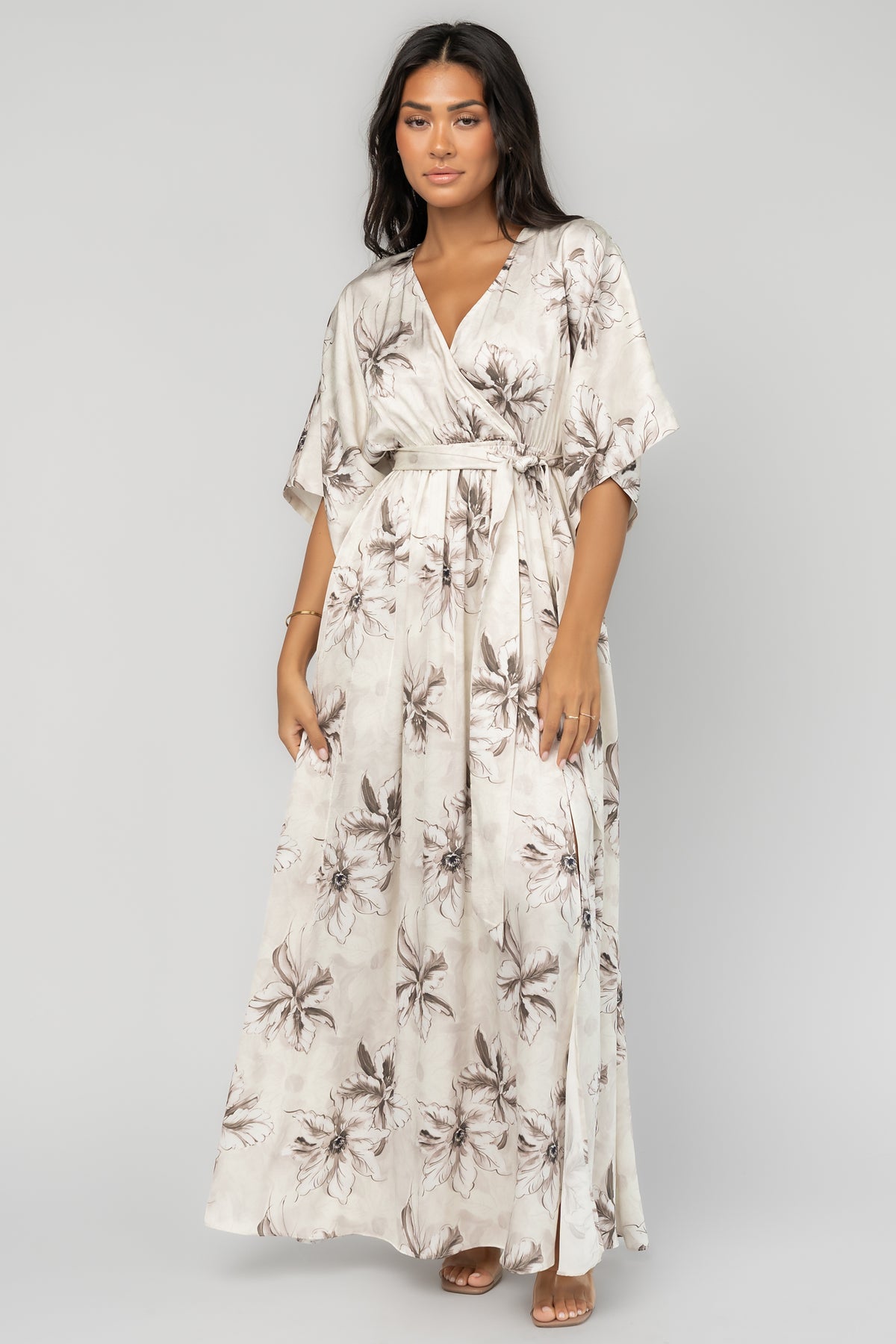 Hamilton Kimono Maxi Dress | Ivory Floral