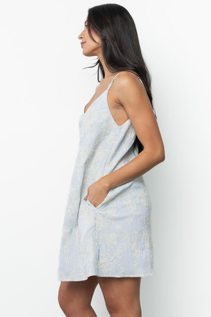 Nyra Short Dress | Blue Stripe
