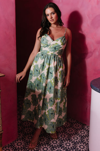 Tenerife Midi Dress | Green Floral