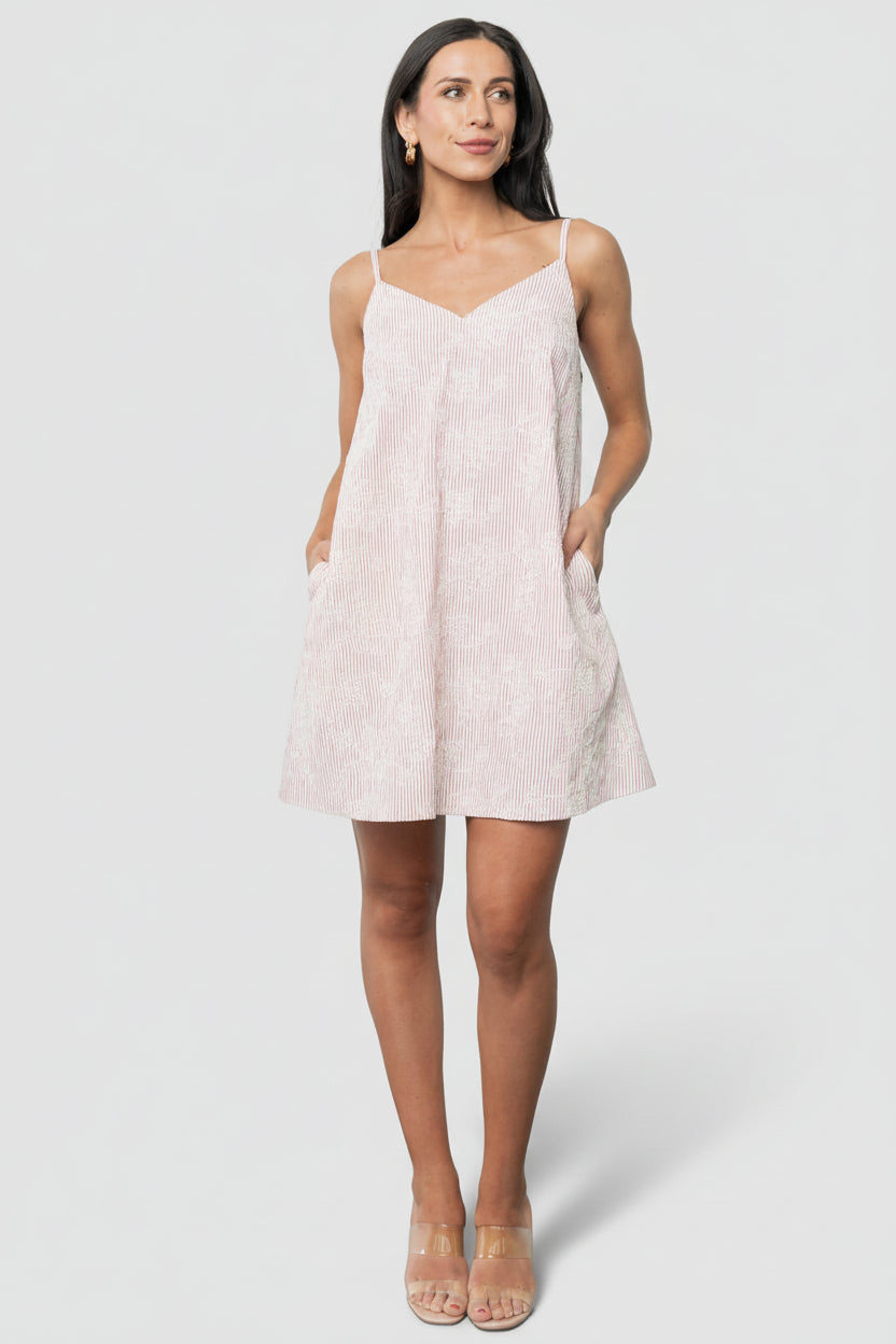 Nyra Short Dress | Red Stripe