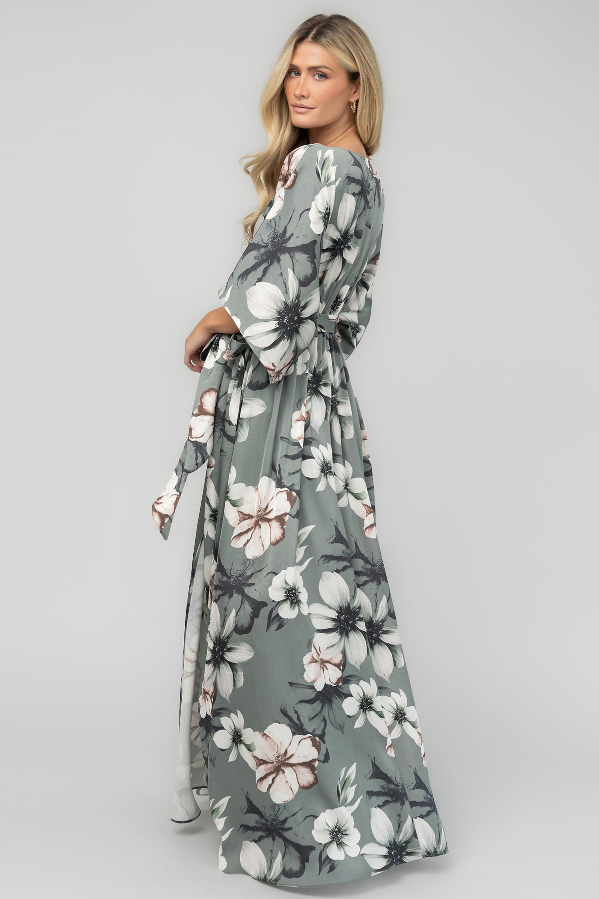Hamilton Kimono Maxi Dress | Dark Sage Floral