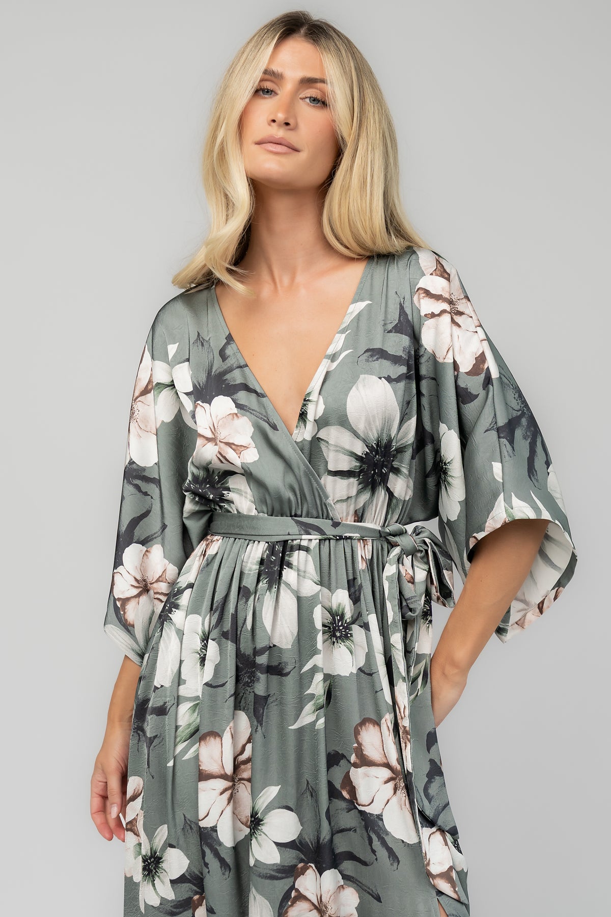 Hamilton Kimono Maxi Dress | Dark Sage Floral
