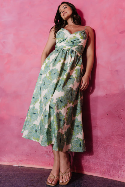 Tenerife Midi Dress | Green Floral