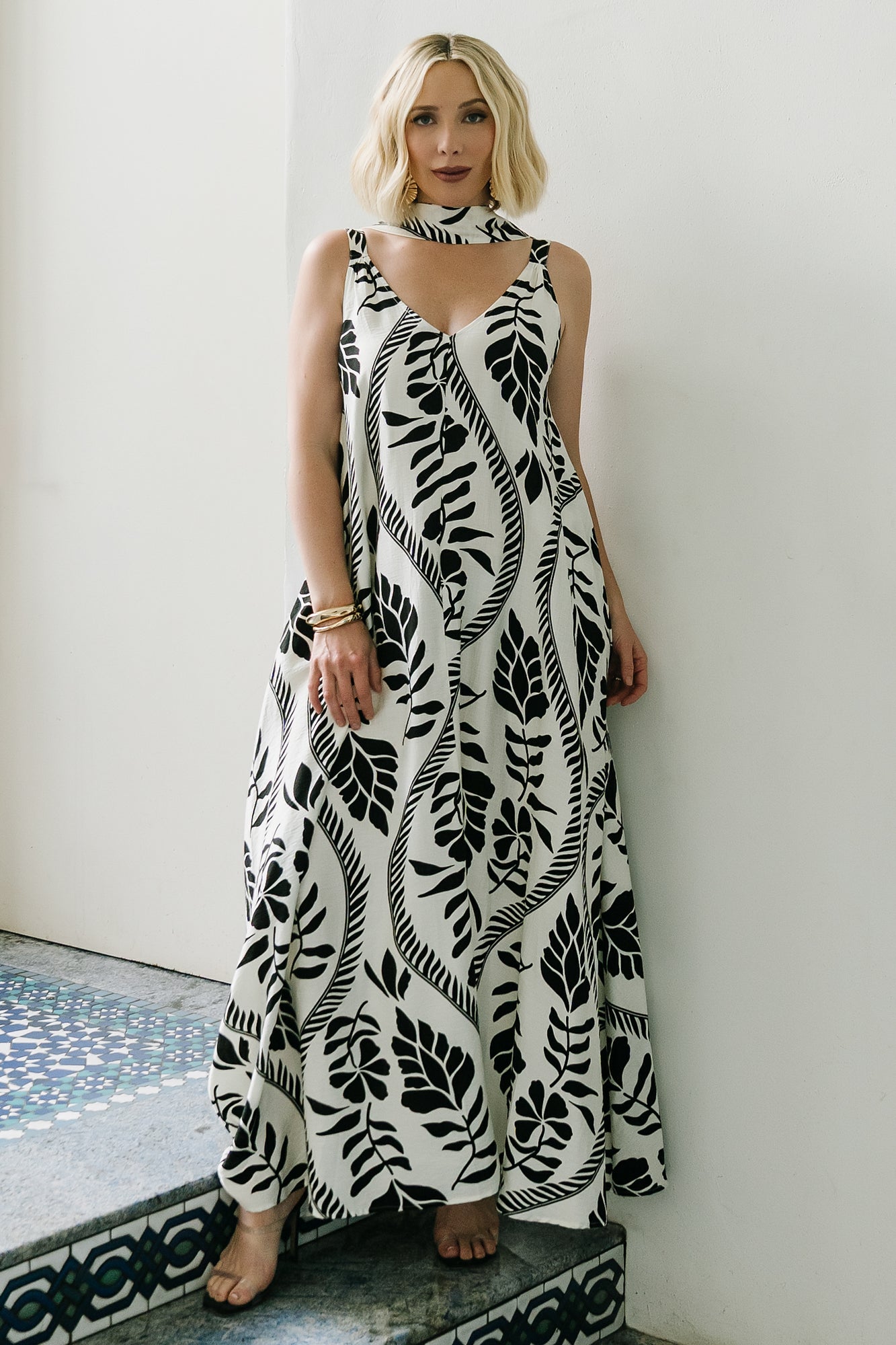 Sofía Maxi Dress | Ivory + Black