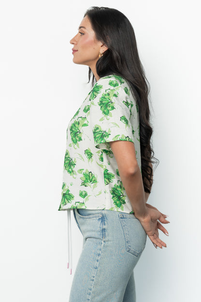 Mar Button Up Top | Green Floral