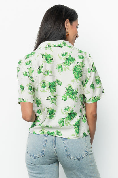 Mar Button Up Top | Green Floral