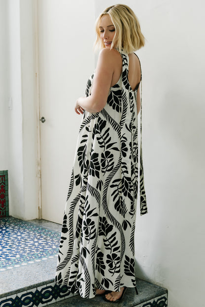 Sofía Maxi Dress | Ivory + Black
