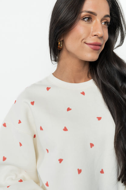Lovestruck Sweatshirt | Cream + Red