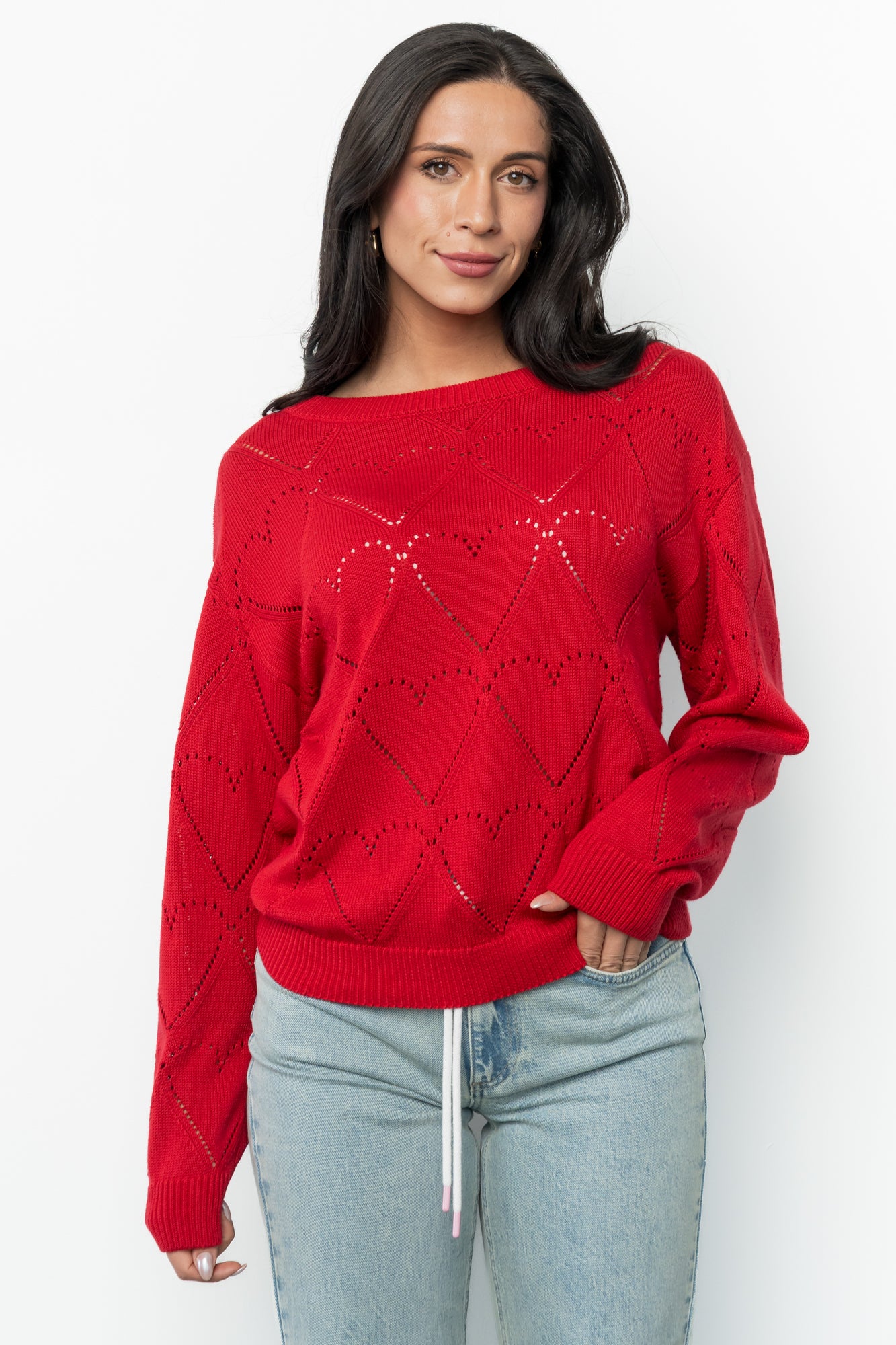 Heartfelt Sweater Top | Red
