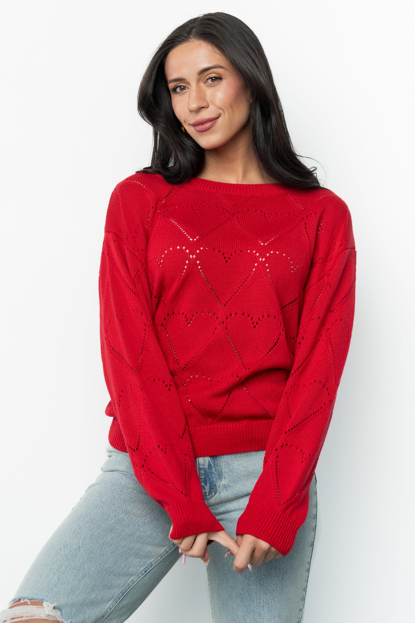 Heartfelt Sweater Top | Red
