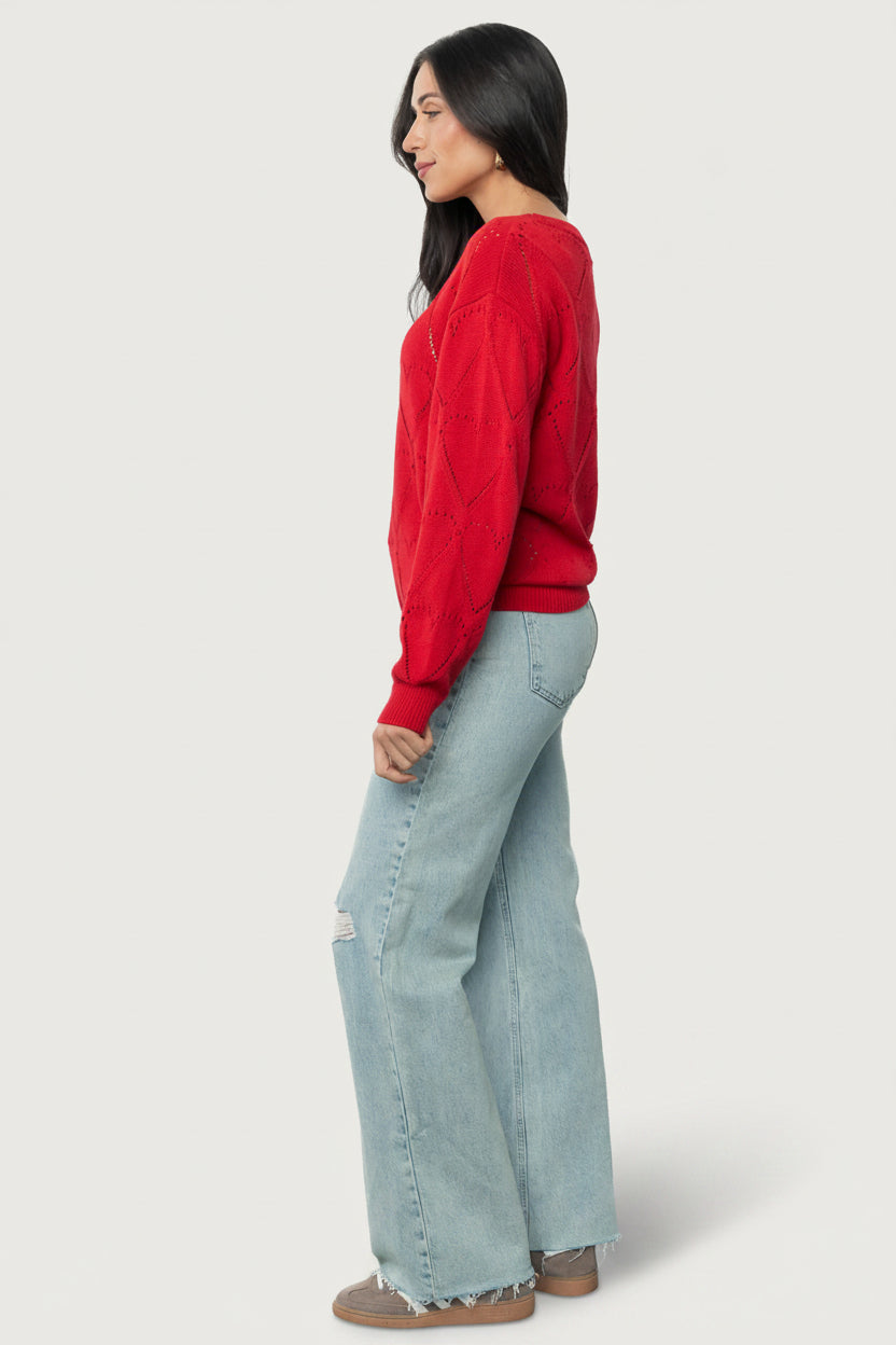 Heartfelt Sweater Top | Red
