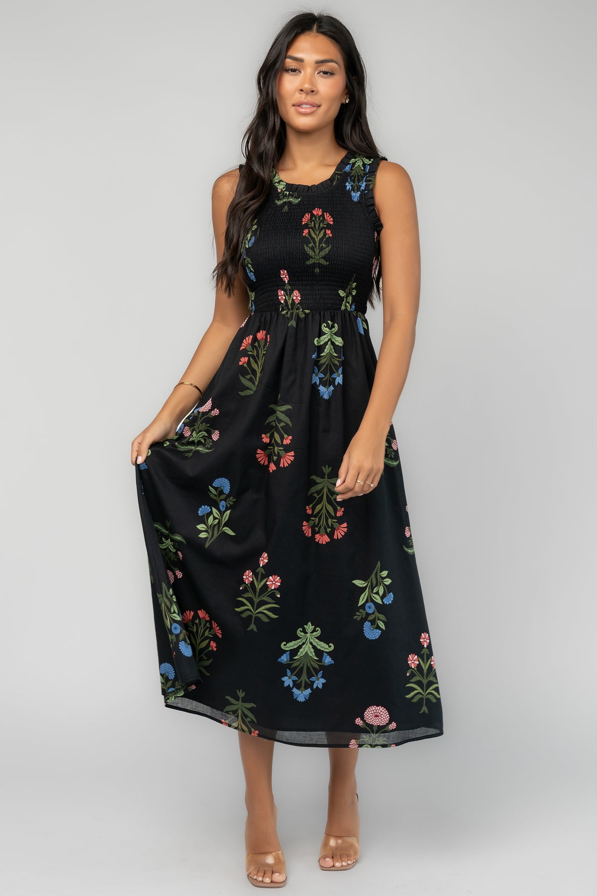 Prague Midi Dress | Black Floral
