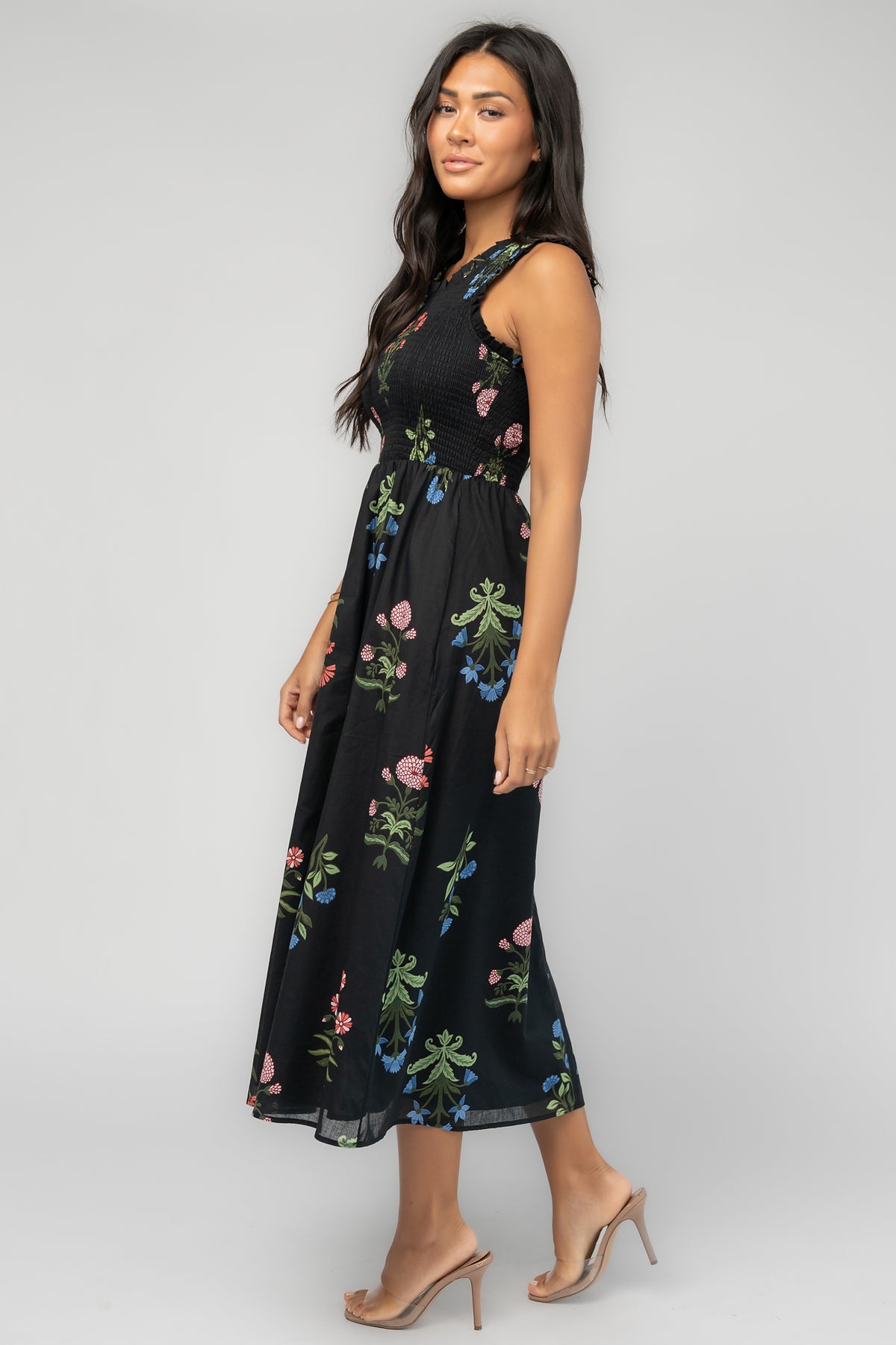 Prague Midi Dress | Black Floral