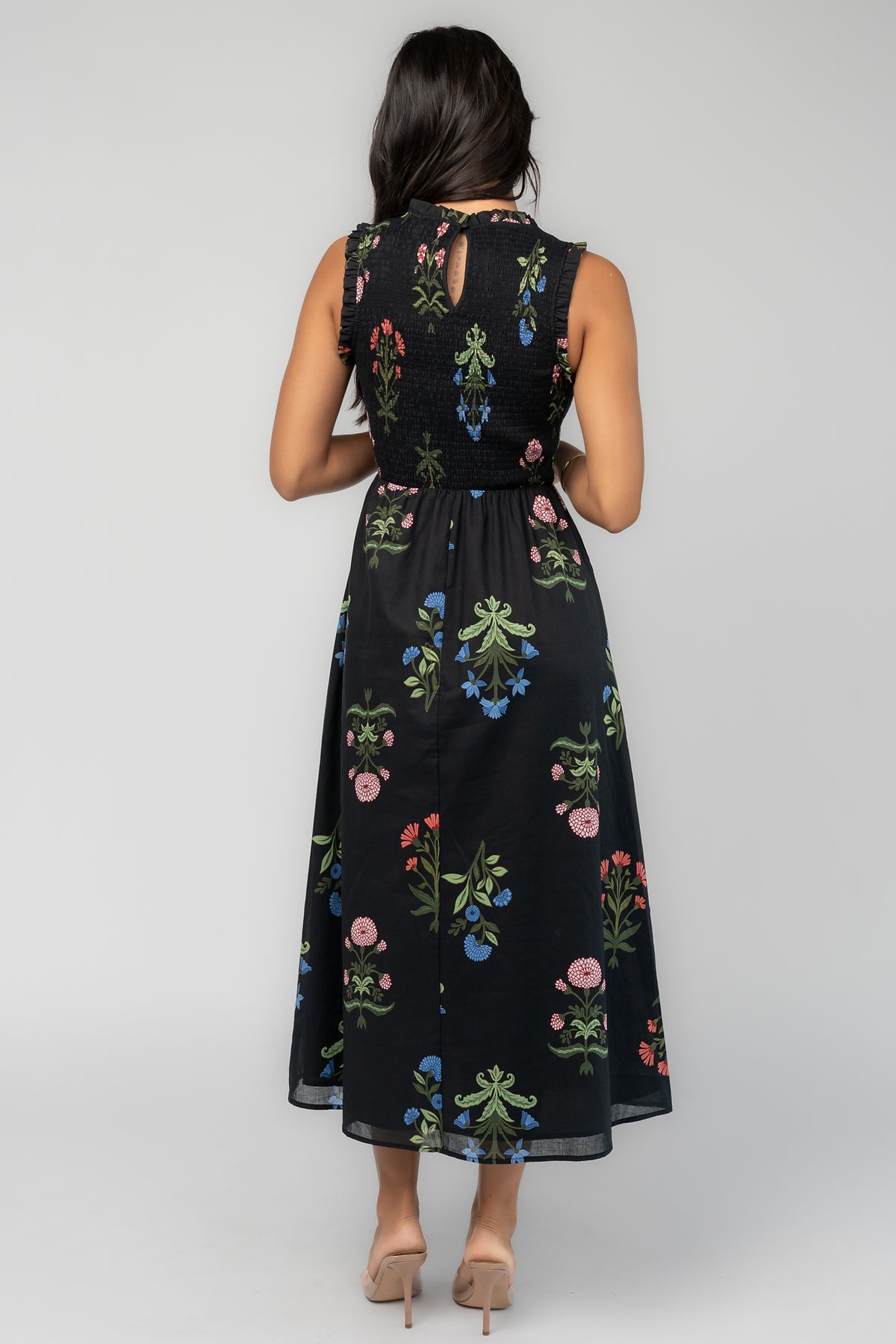 Prague Midi Dress | Black Floral