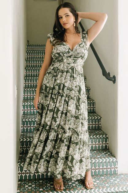Martina Maxi Dress | Green + White