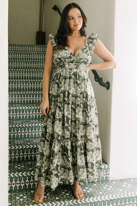 Martina Maxi Dress | Green + White