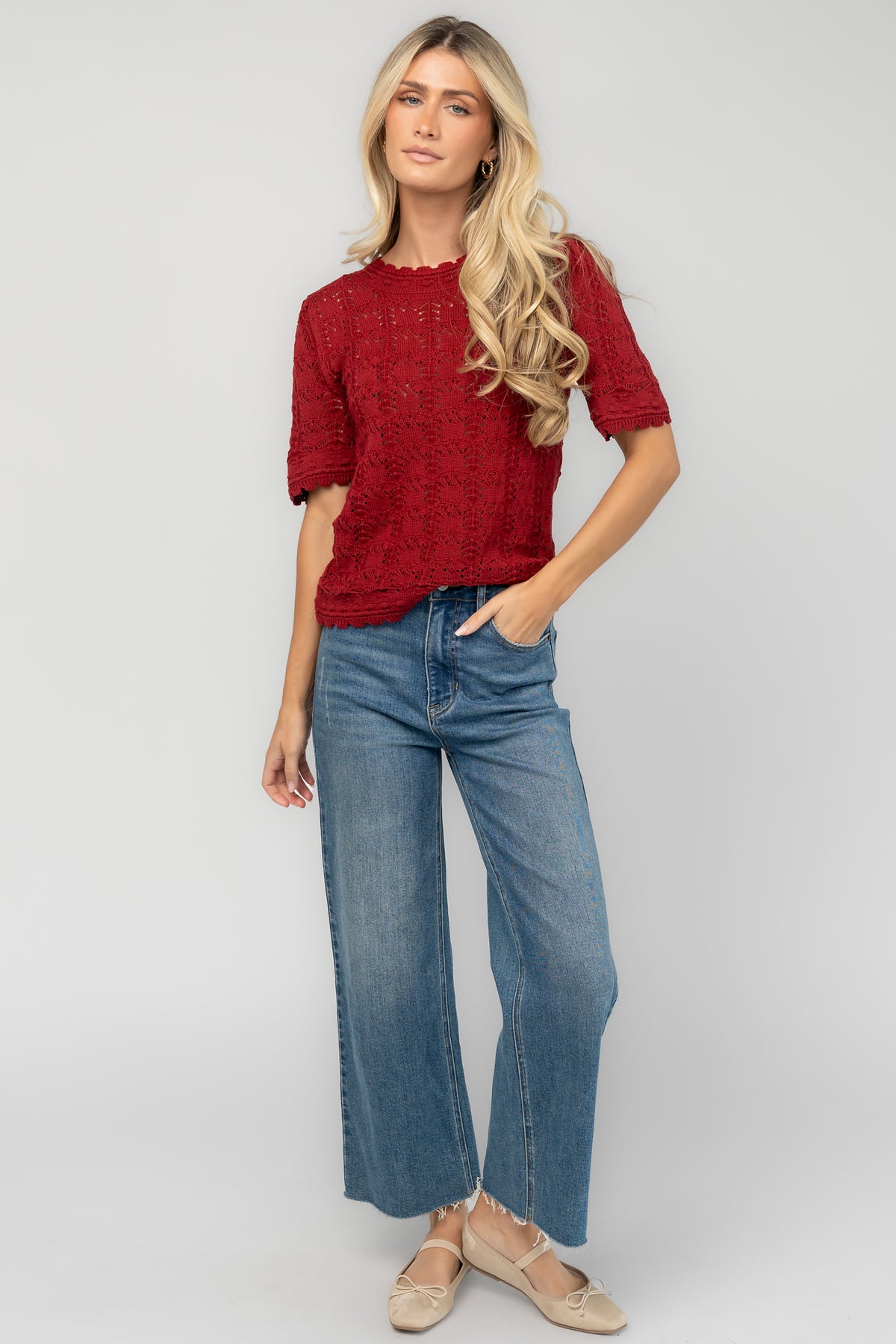 Serenity Knit Sweater Top | Wine