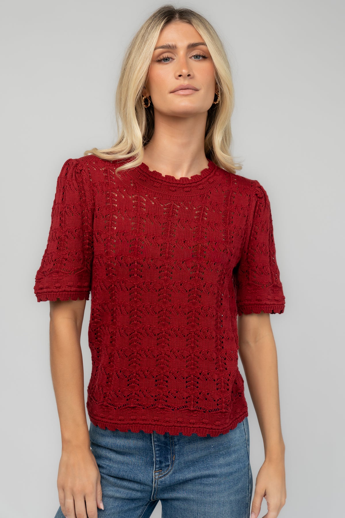 Serenity Knit Sweater Top | Wine