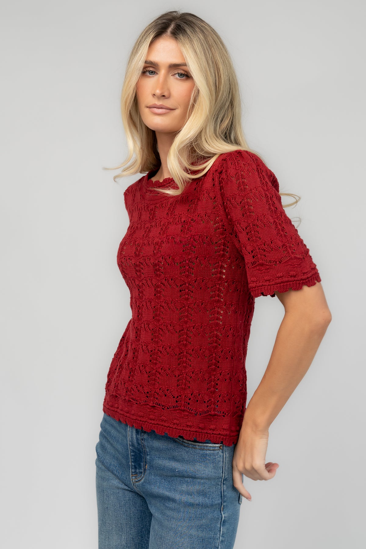 Serenity Knit Sweater Top | Wine