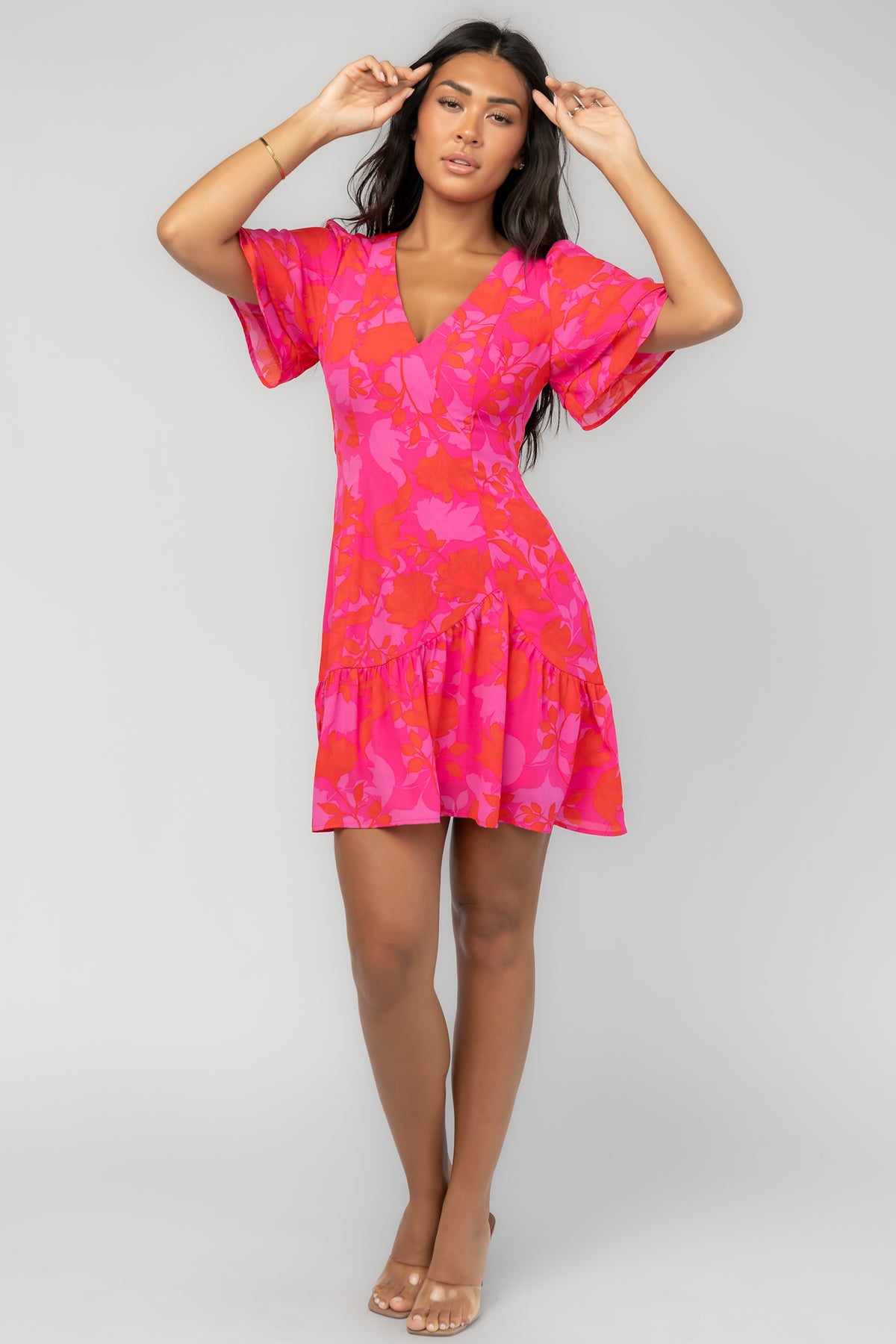 Raya Short Dress | Fuchsia Multi