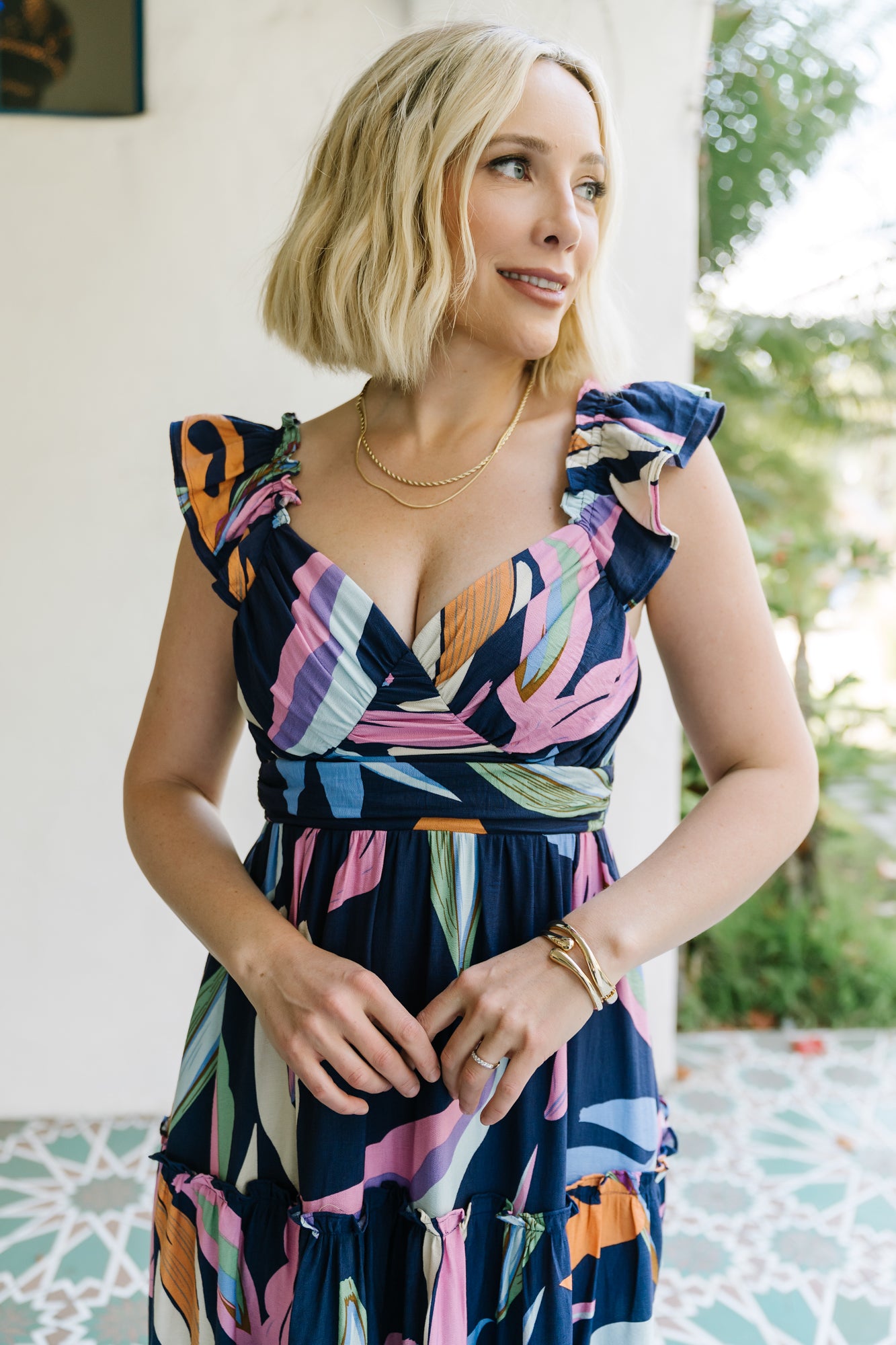Mercedes Maxi Dress — Tropical Navy Multi