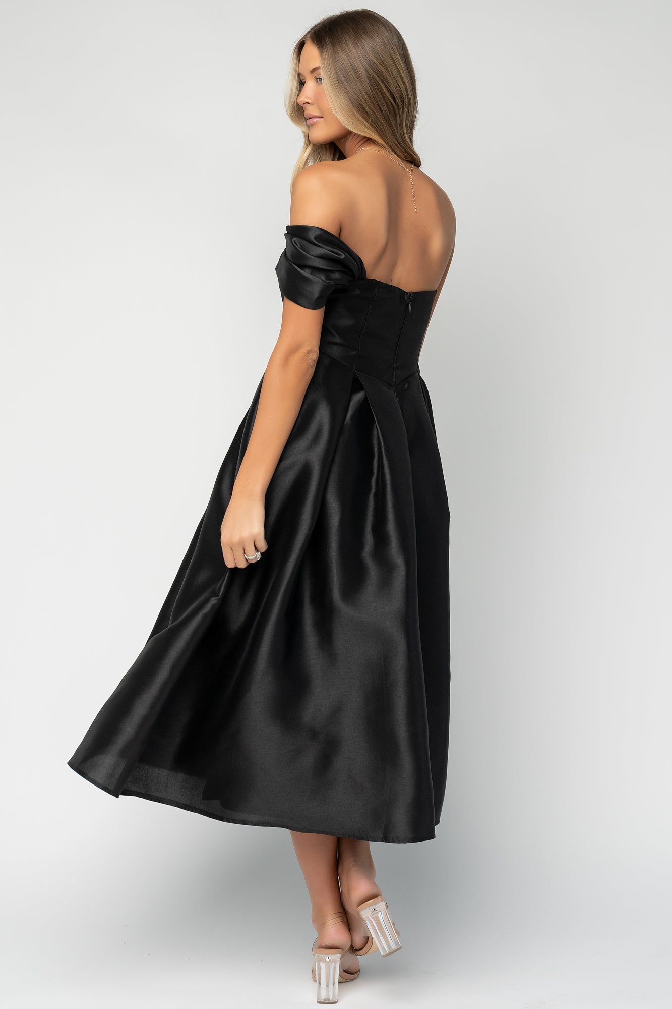 black polyester dress Baltic Born Womens Amani Midi Dress | Black