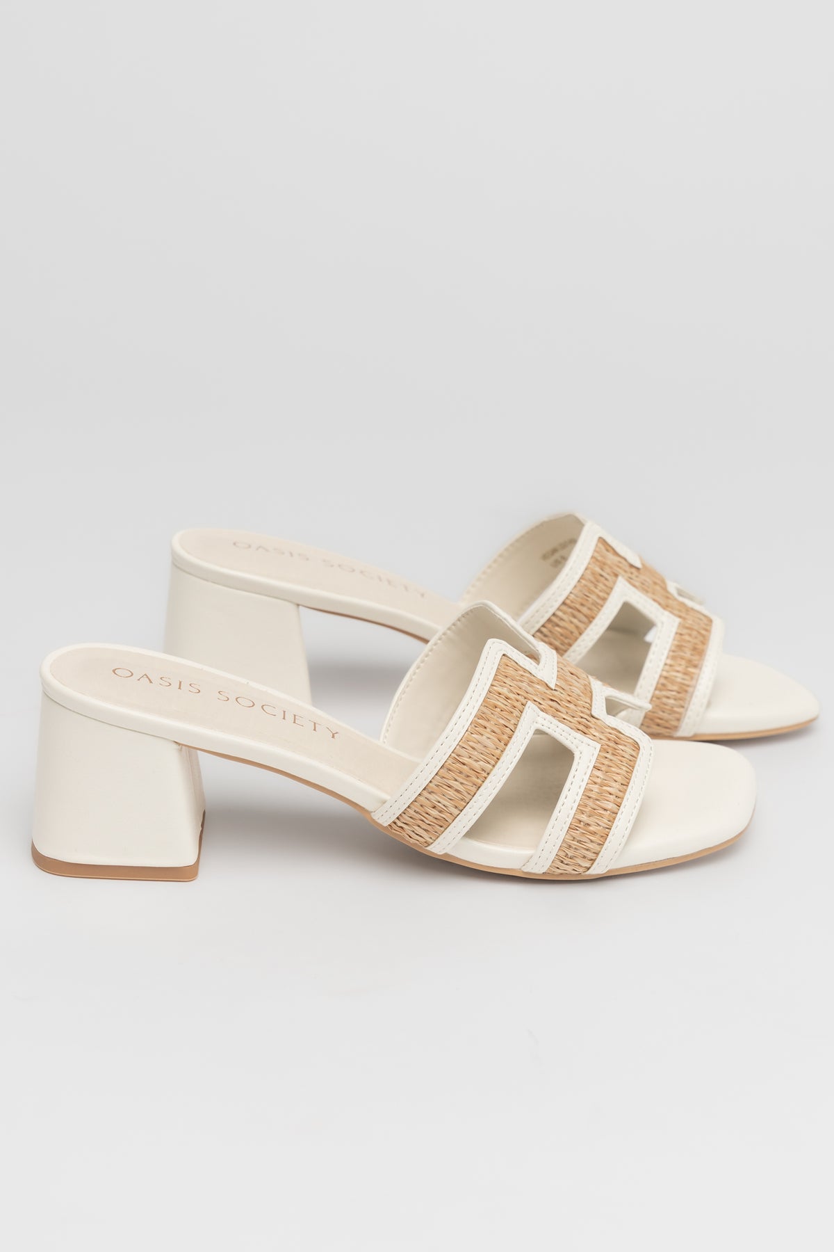 Elodie Woven Block Heel | Ivory + Natural