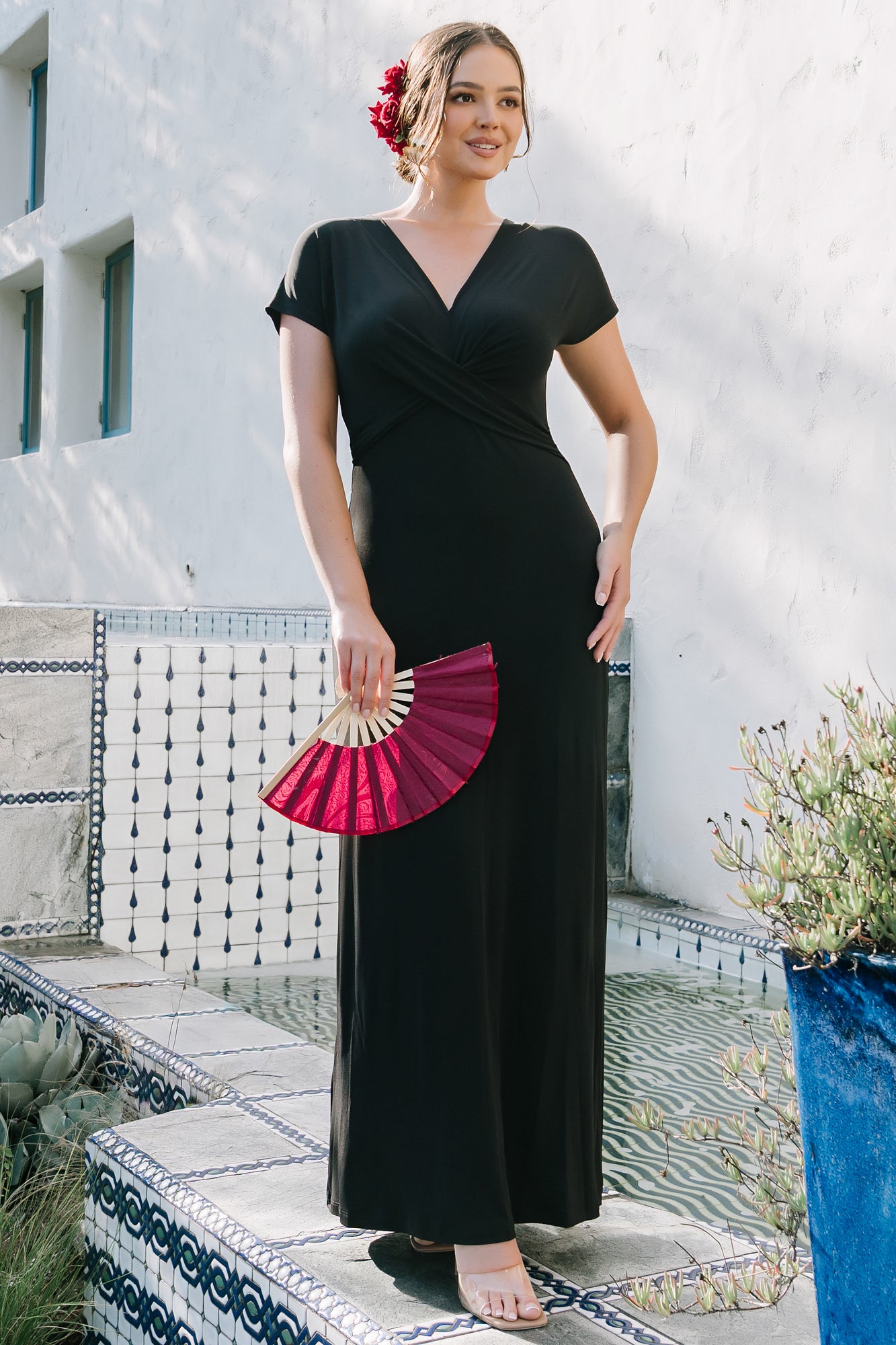 Annaeli Cross Front Maxi Dress | Black