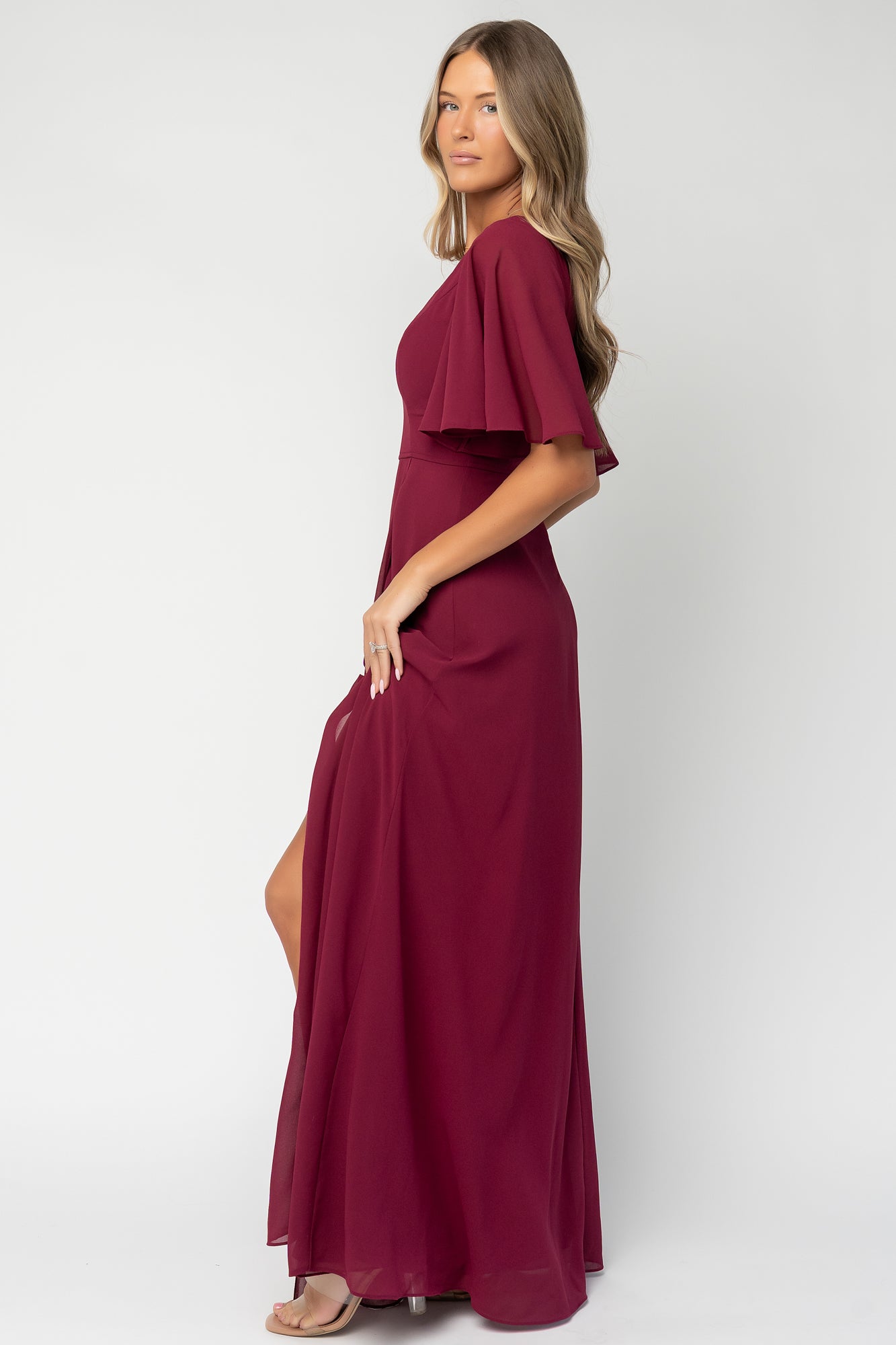 wine chiffon maxi dress Baltic Born Womens Valetta Maxi Dress | Wine