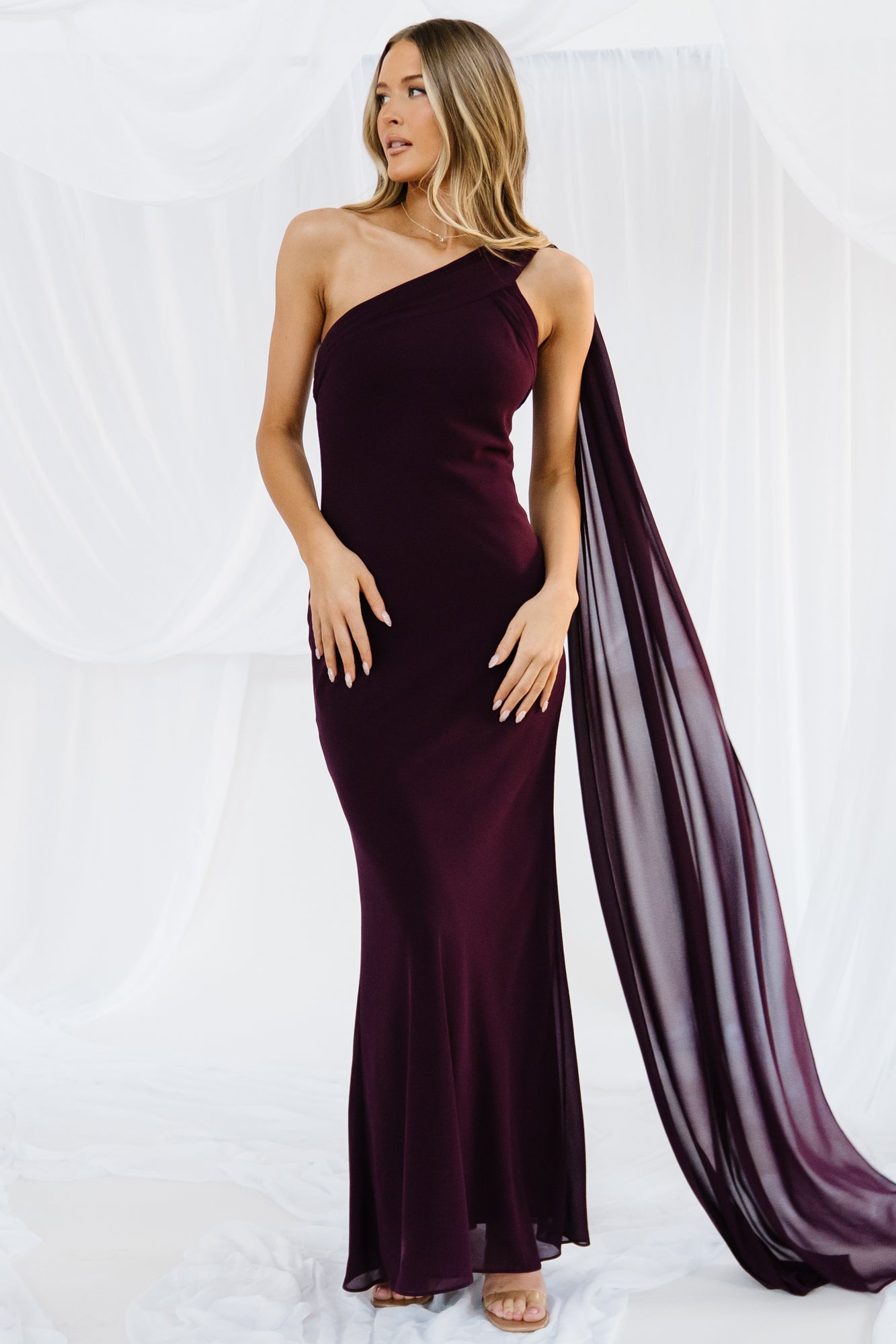 Julianne One Shoulder Maxi Dress | Dark Plum