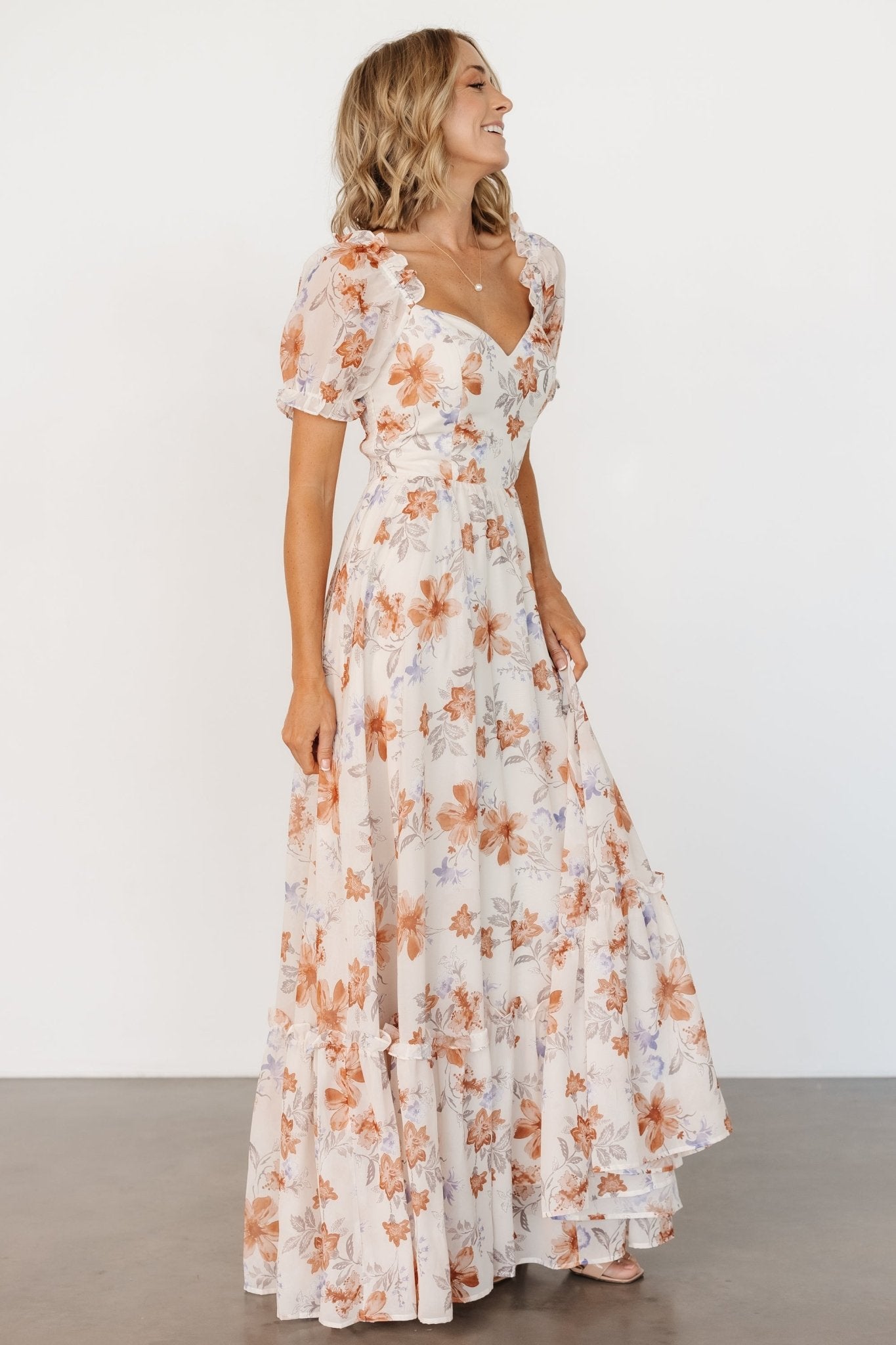 Aberdeen Sweetheart Maxi Dress | Cream Floral - Baltic Born