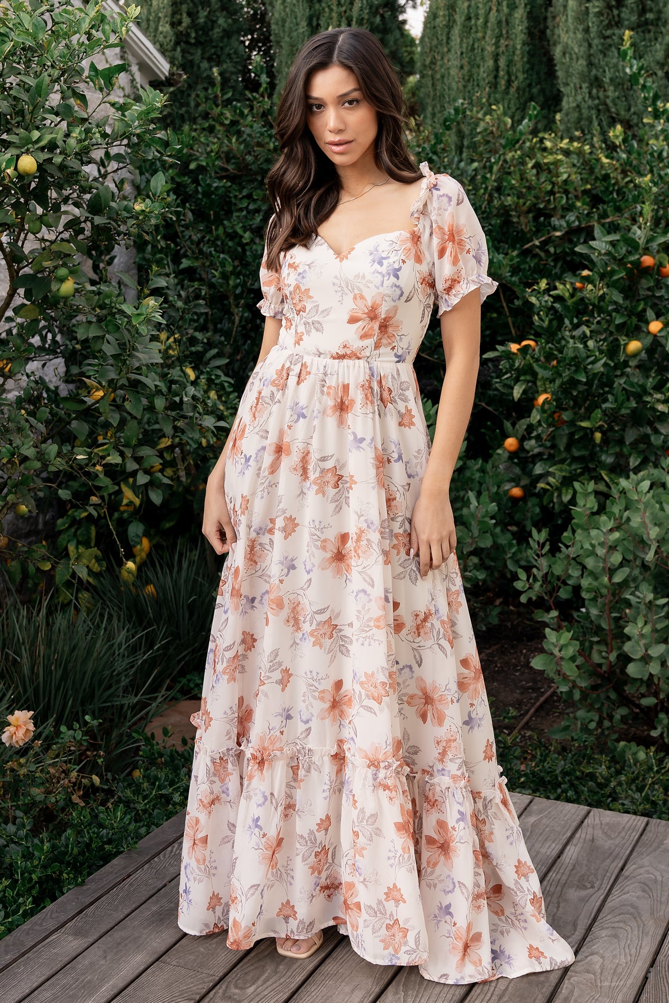 Aberdeen Sweetheart Maxi Dress, Cream Floral | Baltic Born M Aberdeen Sweetheart Maxi Dress, Cream Floral | Baltic Born M