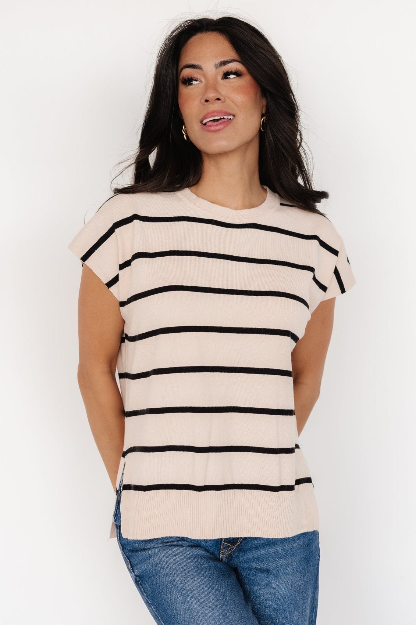 Ada Dolman Top | Natural + Black