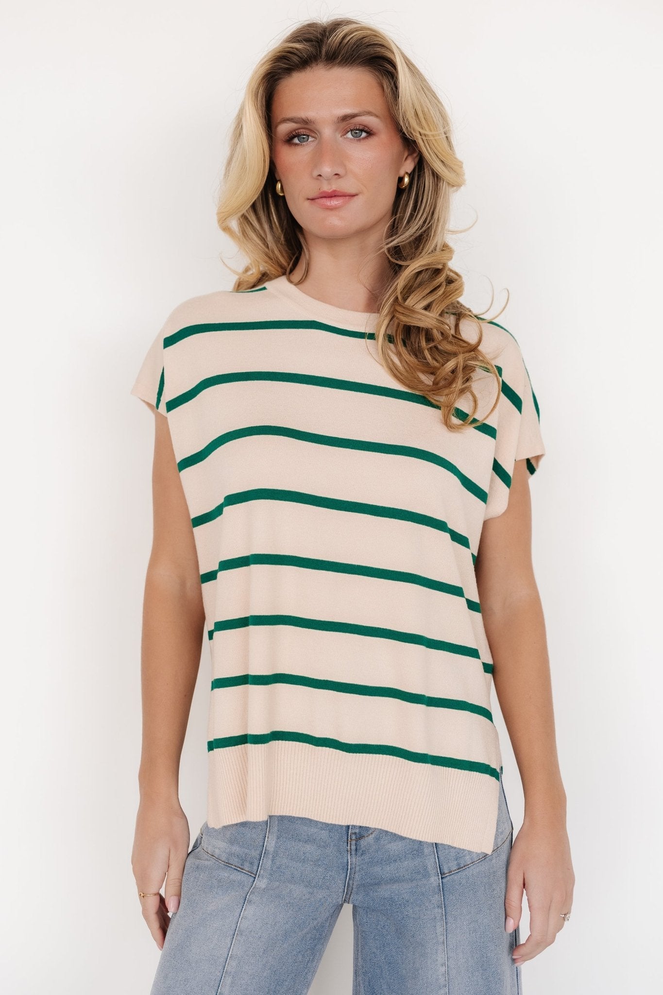 Ada Dolman Top | Natural + Green - Baltic Born