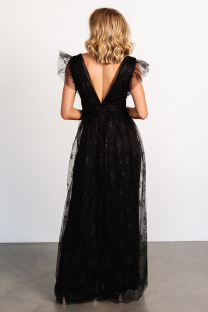 Adalyn Shimmer Maxi Dress | Black - Baltic Born