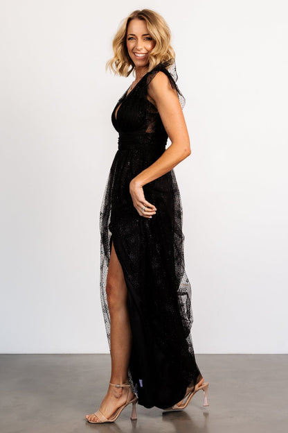 Adalyn Shimmer Maxi Dress | Black - Baltic Born