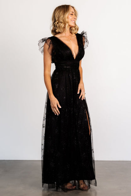 Adalyn Shimmer Maxi Dress | Black - Baltic Born