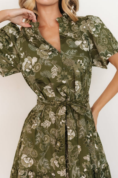 Adara Midi Dress | Olive Floral - Baltic Born