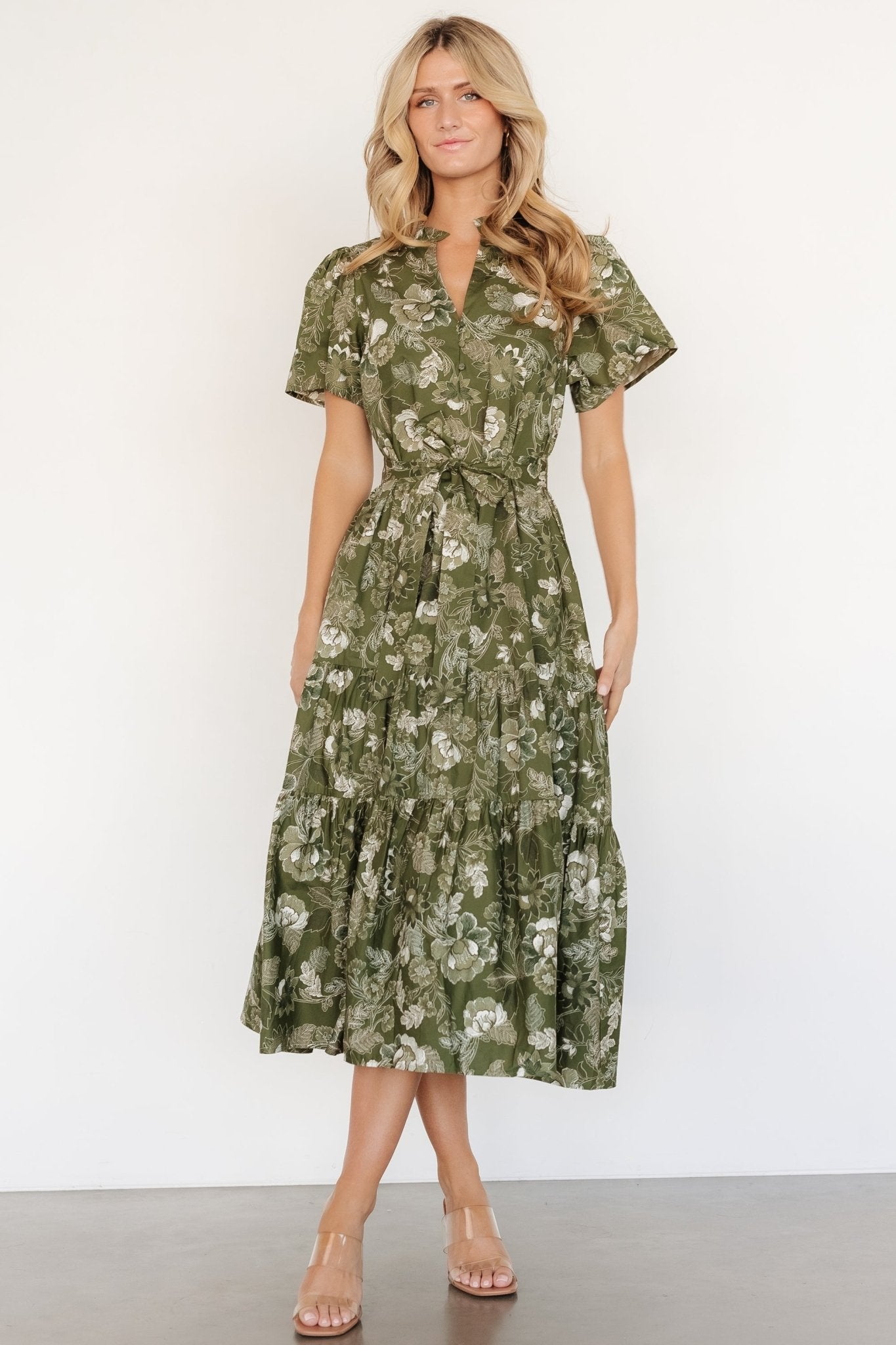 Adara Midi Dress | Olive Floral - Baltic Born