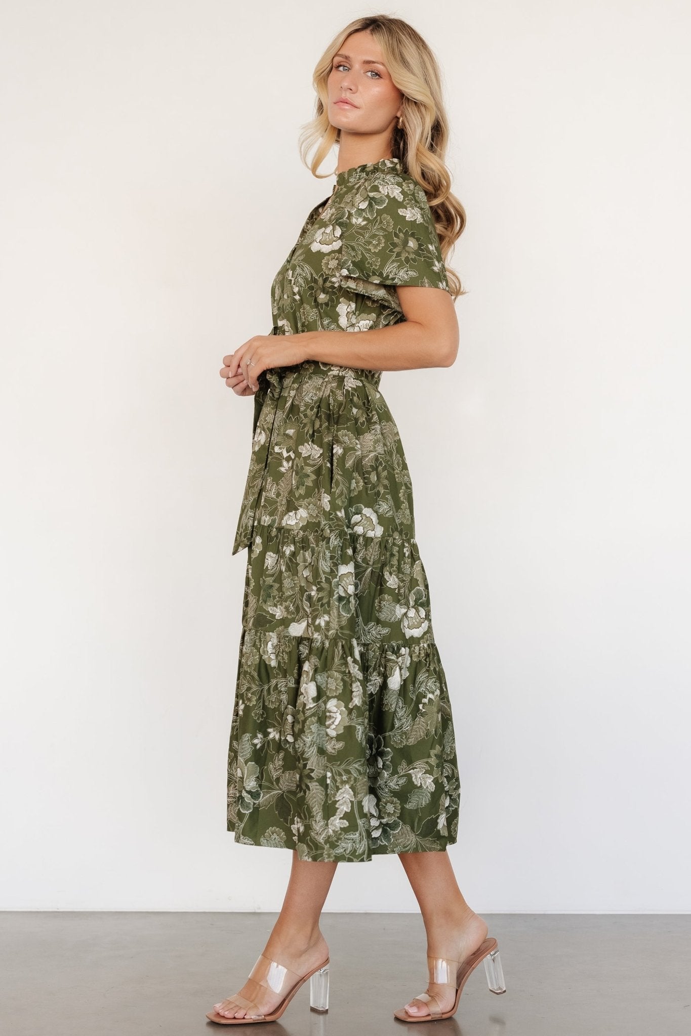 Adara Midi Dress | Olive Floral - Baltic Born