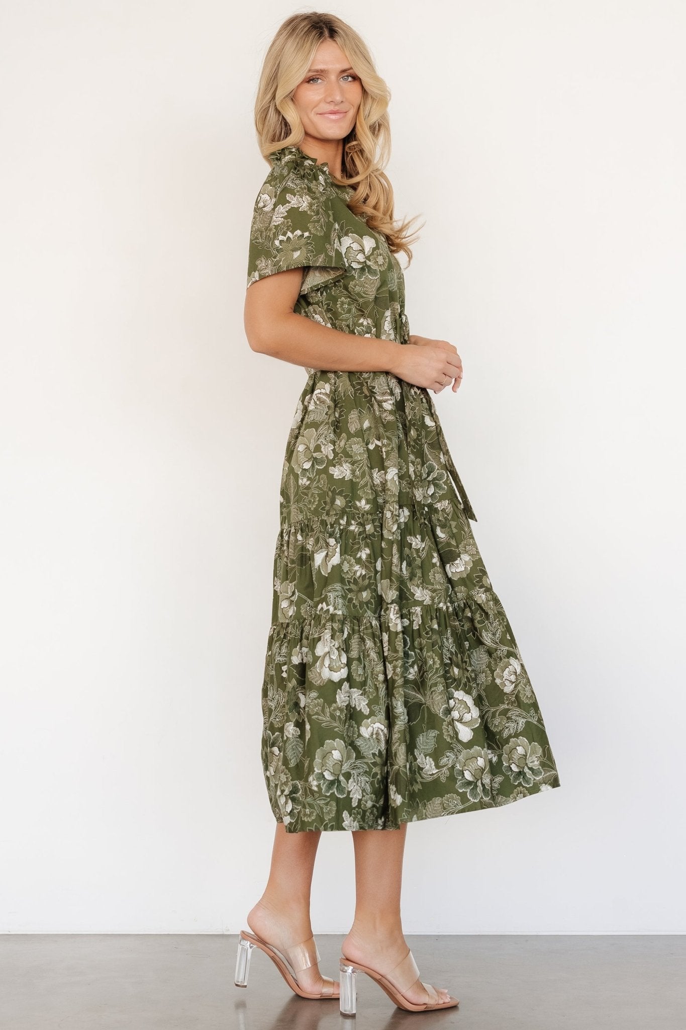 Adara Midi Dress | Olive Floral - Baltic Born