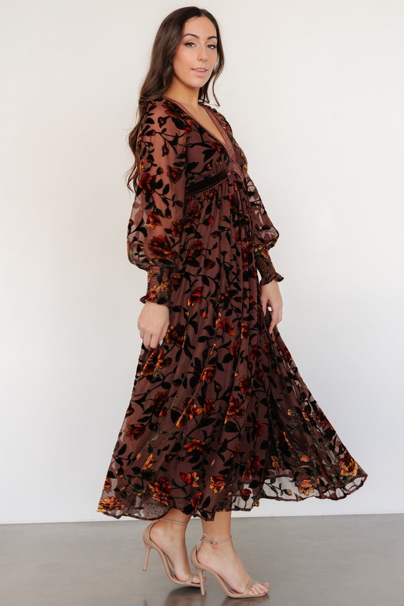 Adele Velvet Dress | Clove + Amber Floral - Baltic Born