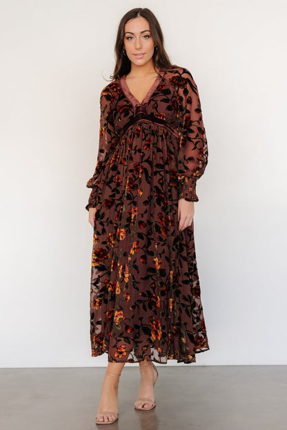 Adele Velvet Dress | Clove + Amber Floral - Baltic Born