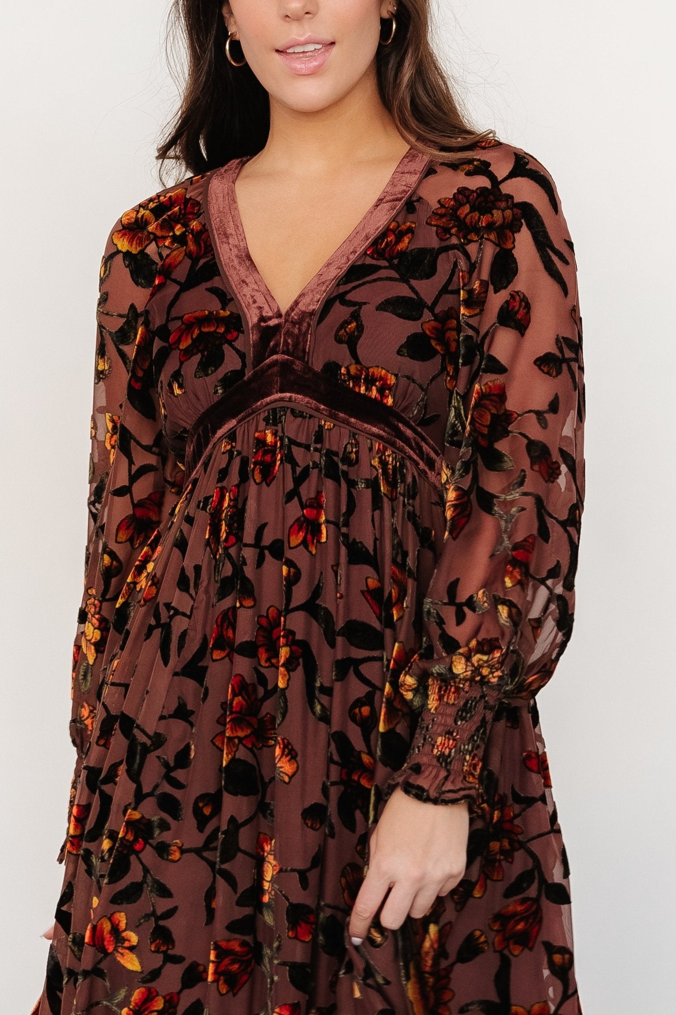 Adele Velvet Dress | Clove + Amber Floral - Baltic Born